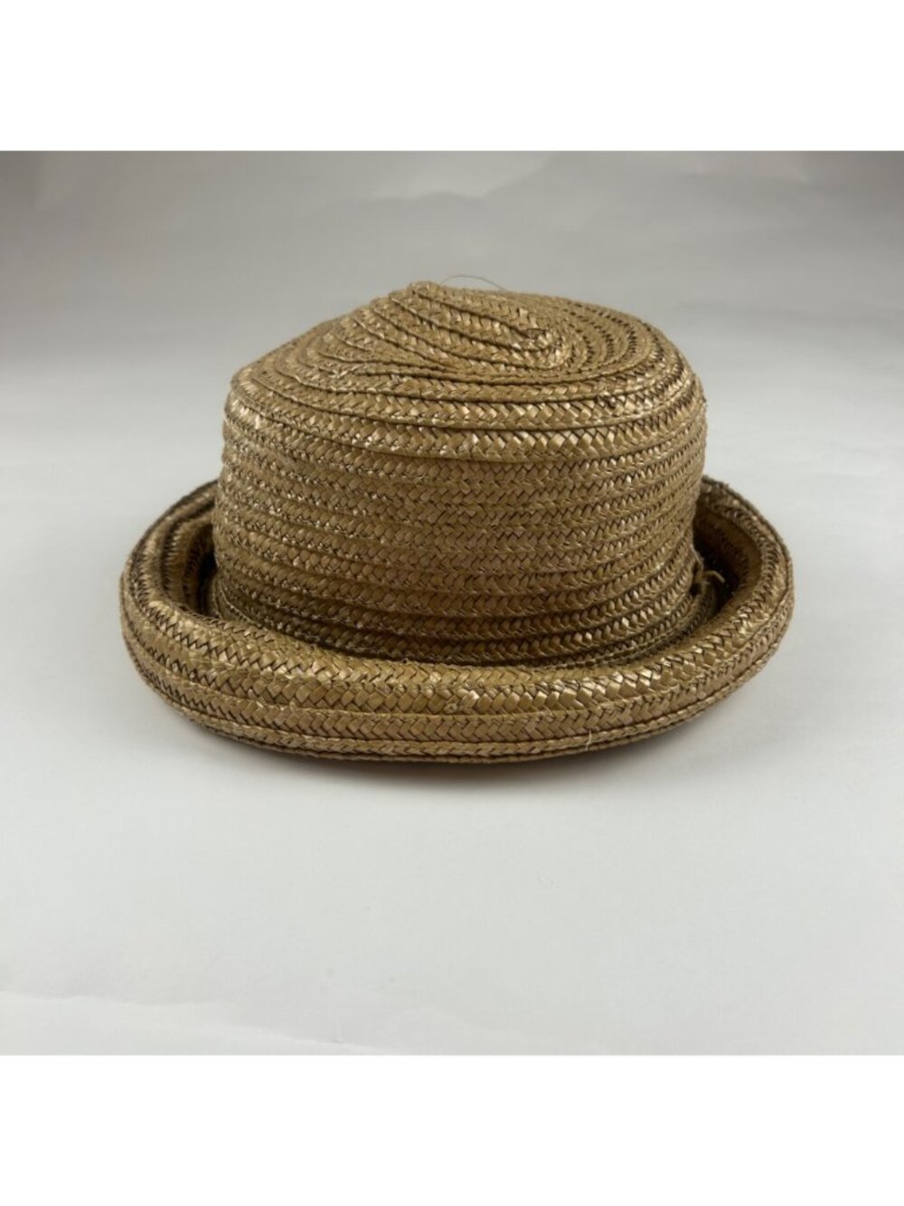 Rolled Brim Woven Straw Hat OS - Picture 3 of 6